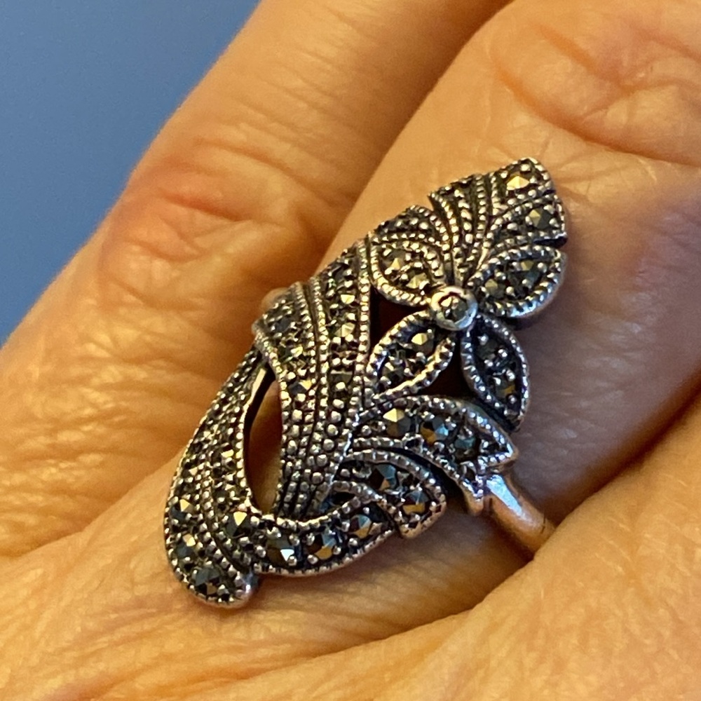 Exquisite Sterling 925 Marcasite Ring (9)